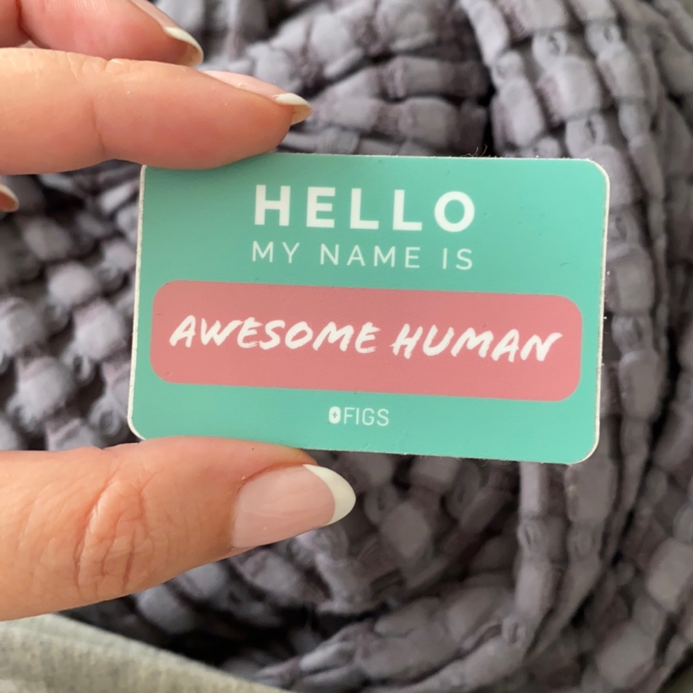 Figs HELLO MY NAME IS AWESOME HUMAN Sticker